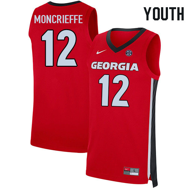 Youth #12 Matthew-Alexander Moncrieffe Georgia Bulldogs College Basketball Jerseys Stitched Sale-Red